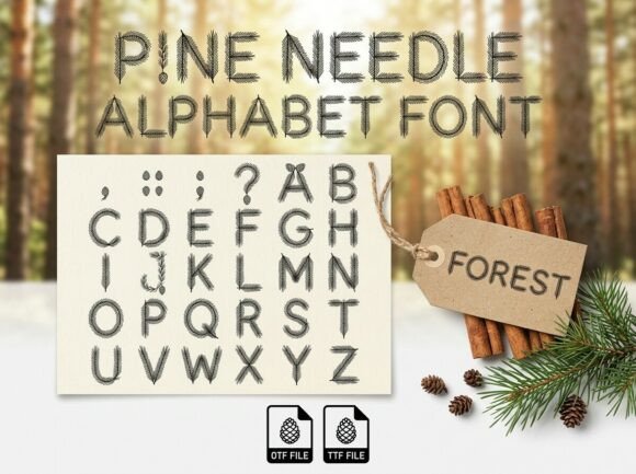Pine Needle Font for Seasonal Campaigns and Branding