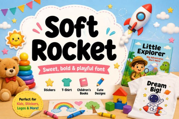 Soft Rocket: A Whimsical Display Font for Digital Creativity